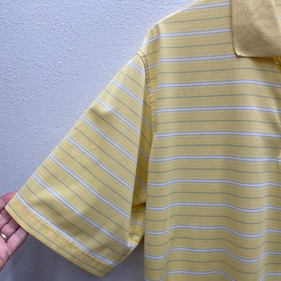Lone Cypress by Pebble Beach Yellow Stripe Men’s Golf Polo Size Large - Picture 3 of 10